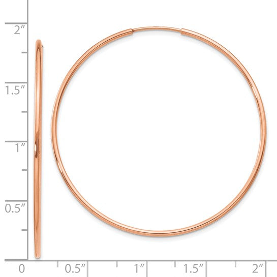 14kt Rose Gold 1.2mm Polished Endless Hoop Earrings