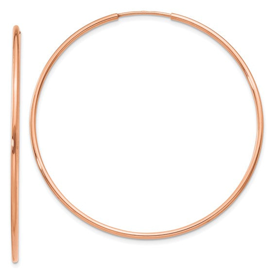 14kt Rose Gold 1.2mm Polished Endless Hoop Earrings