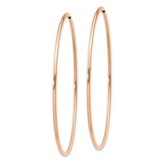 14kt Rose Gold 1.2mm Polished Endless Hoop Earrings
