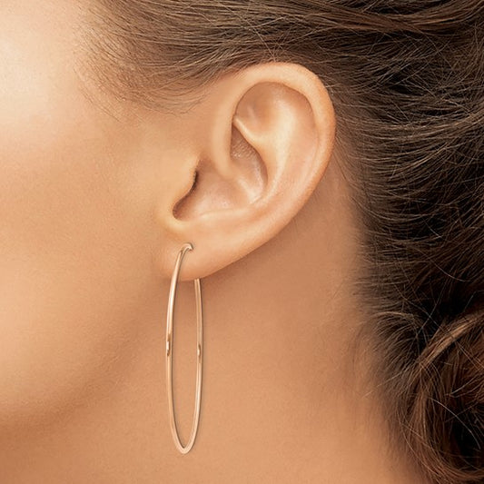 14kt Rose Gold 1.2mm Polished Endless Hoop Earrings