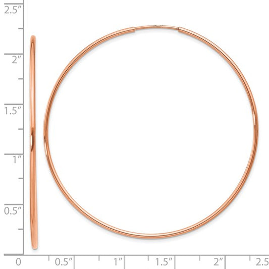 14kt Rose Gold 1.2mm Polished Endless Hoop Earrings