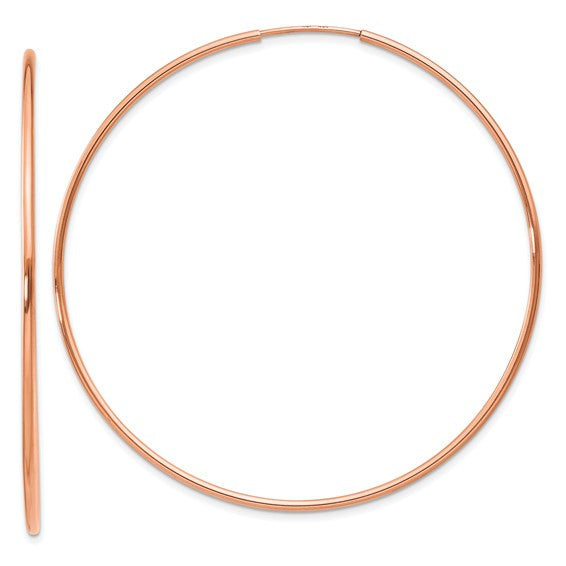 14kt Rose Gold 1.2mm Polished Endless Hoop Earrings