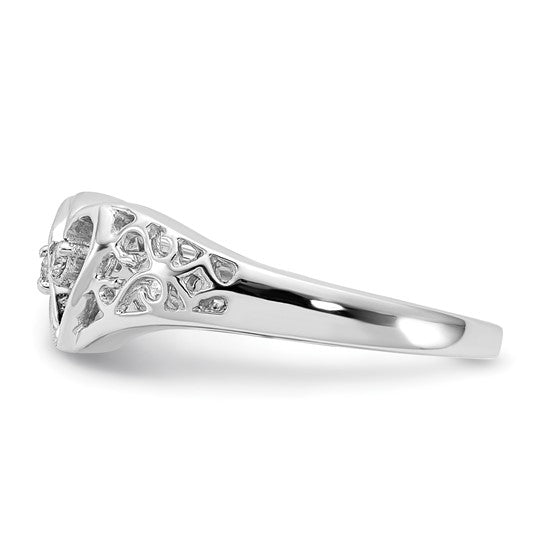 14kt White Gold A Diamond heart ring