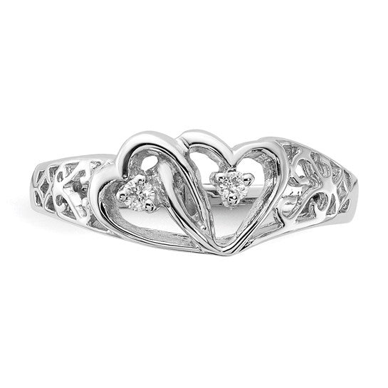 14kt White Gold A Diamond heart ring