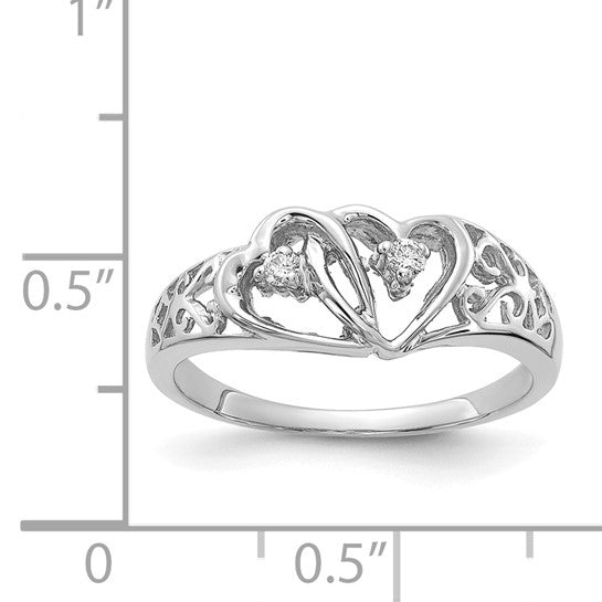 14kt White Gold A Diamond heart ring