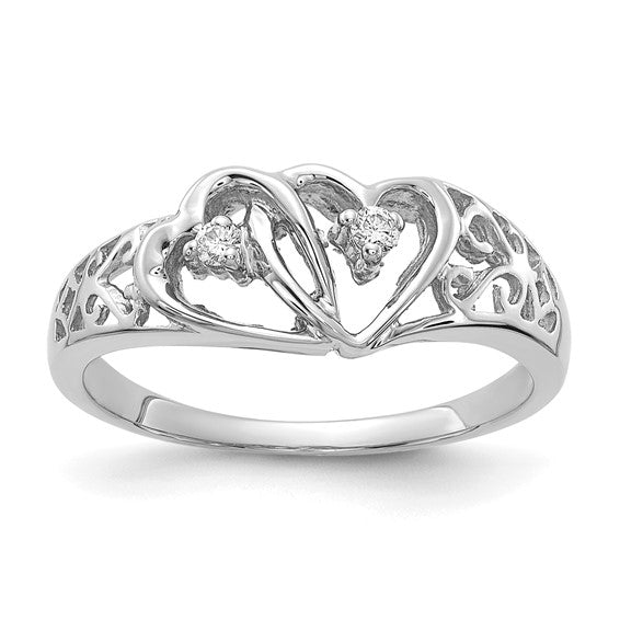 14kt White Gold A Diamond heart ring