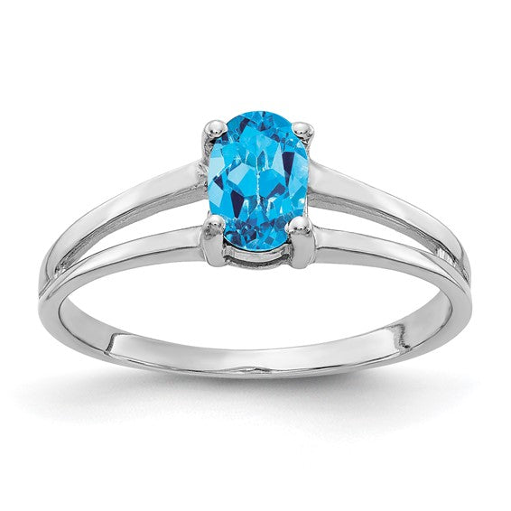 14kt White Gold 6x4mm Oval Blue Topaz ring