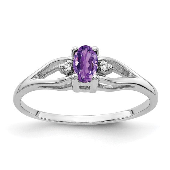 14kt White Gold .02ct. Diamond & 5x3 Oval Gemstone Ring Mounting