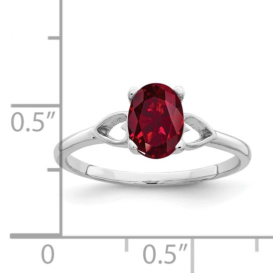 14kt White Gold 7x5mm Oval Created Ruby ring