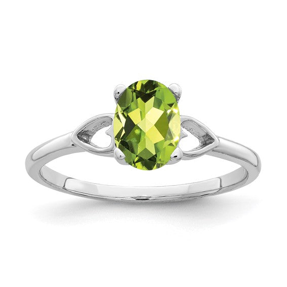 14kt White Gold 7x5mm Oval Peridot ring