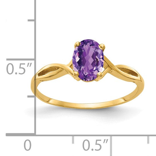 14kt Yellow Gold Polished 7x5 Oval Gemstone Ring Mounting