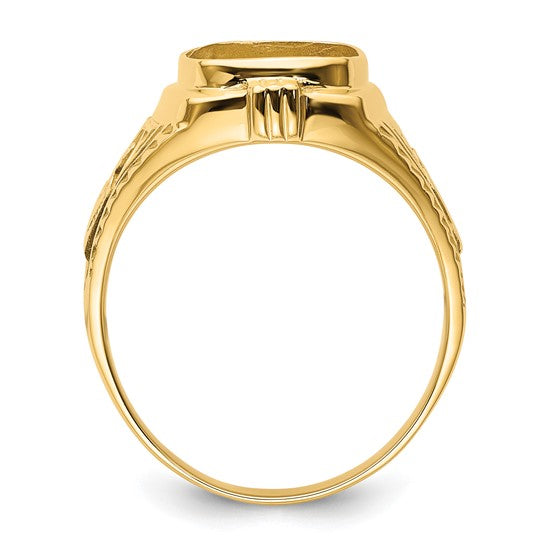 14kt Yellow Gold Men's Polished and Textured Masonic Ring Mounting