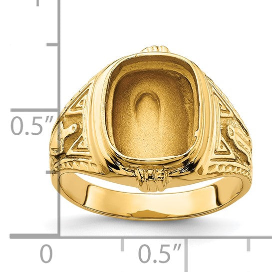 14kt Yellow Gold Men's Polished and Textured Masonic Ring Mounting