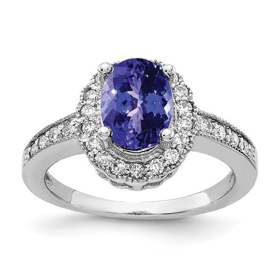 14kt White Gold 8x6mm Oval Tanzanite AA Diamond ring