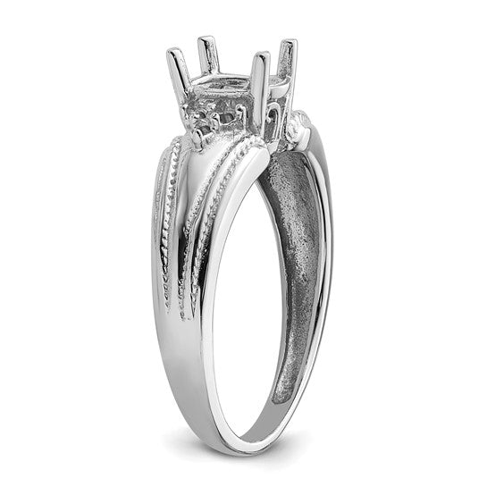 14kt White Gold 7x5mm Oval Gemstone / .08ct. Diamond Ring Mounting