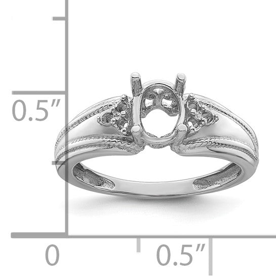 14kt White Gold 7x5mm Oval Gemstone / .08ct. Diamond Ring Mounting