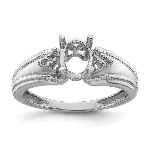 14kt White Gold 7x5mm Oval Gemstone / .08ct. Diamond Ring Mounting
