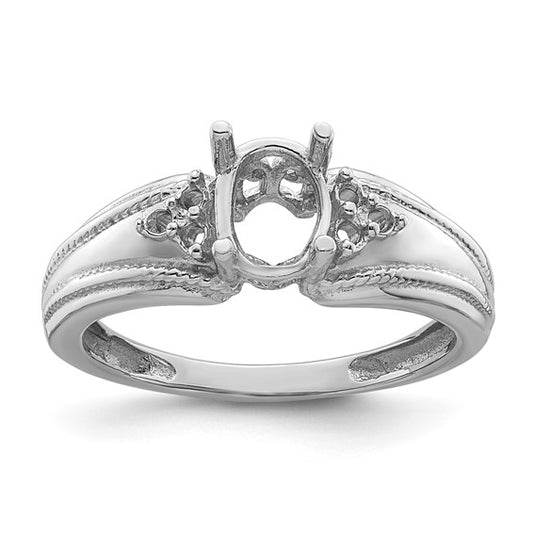 14kt White Gold 7x5mm Oval Gemstone / .08ct. Diamond Ring Mounting