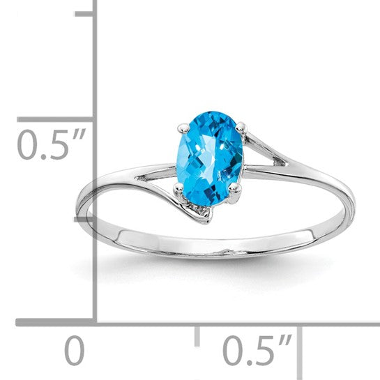 14kt White Gold 6x4mm Oval Blue Topaz ring