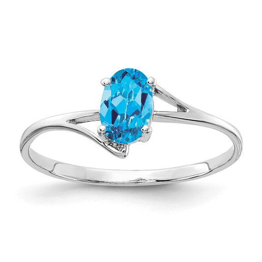 14kt White Gold 6x4mm Oval Blue Topaz ring