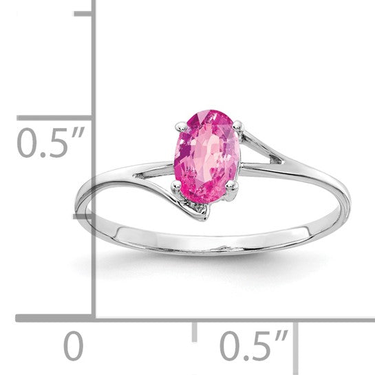 14kt White Gold 6x4mm Oval Pink Sapphire ring