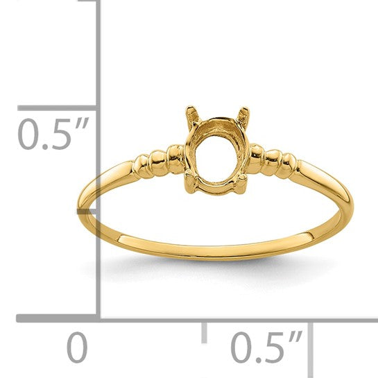 14kt Yellow Gold 6x4mm Oval Gemstone Ring Mounting