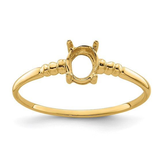 14kt Yellow Gold 6x4mm Oval Gemstone Ring Mounting