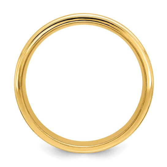 14kt Yellow Gold 6mm Heavyweight Comfort Fit Brushed Satin with Center Line Fancy Wedding Band Size 10.5