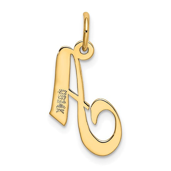 14KT Yellow Gold Small Fancy Script Letter A Initial Charm