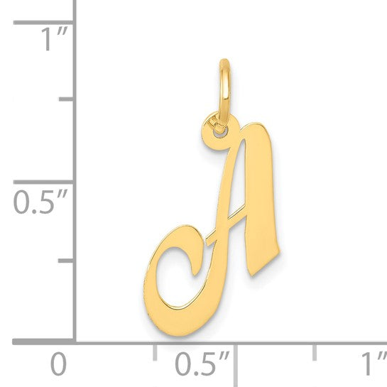 14KT Yellow Gold Small Fancy Script Letter A Initial Charm