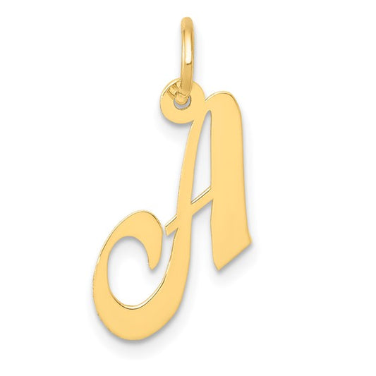 14KT Yellow Gold Small Fancy Script Letter A Initial Charm