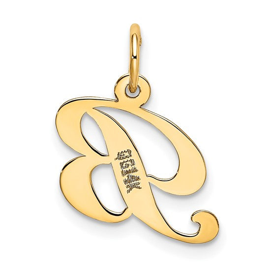 14kt Yellow Gold Small Fancy Script Letter B Initial Charm