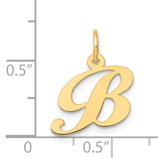 14kt Yellow Gold Small Fancy Script Letter B Initial Charm