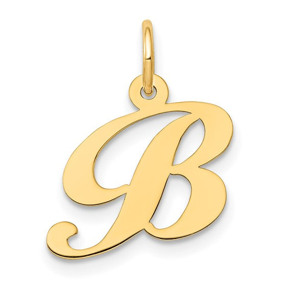 14kt Yellow Gold Small Fancy Script Letter B Initial Charm