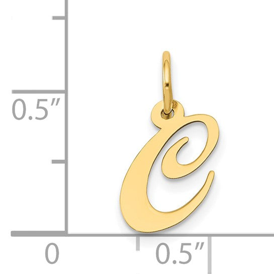 14KT Yellow Gold Small Fancy Script Letter C Initial Charm