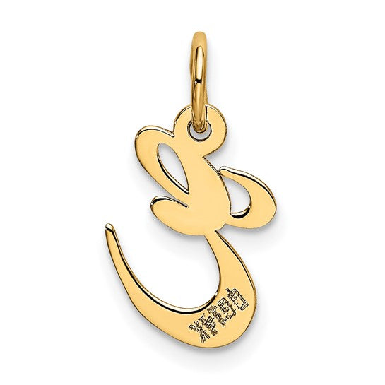 14kt Yellow Gold Small Fancy Script Letter E Initial Charm