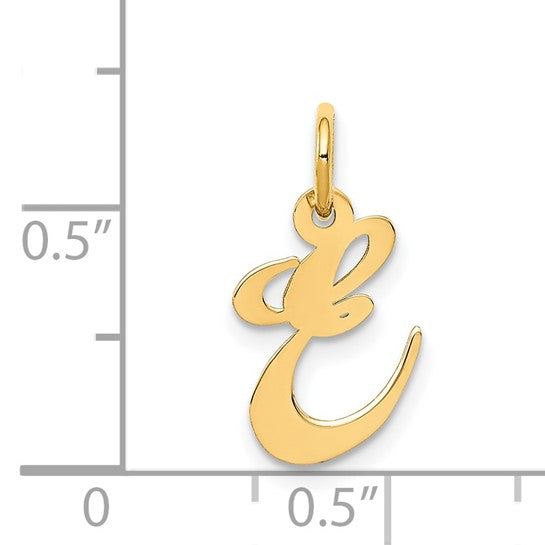 14kt Yellow Gold Small Fancy Script Letter E Initial Charm