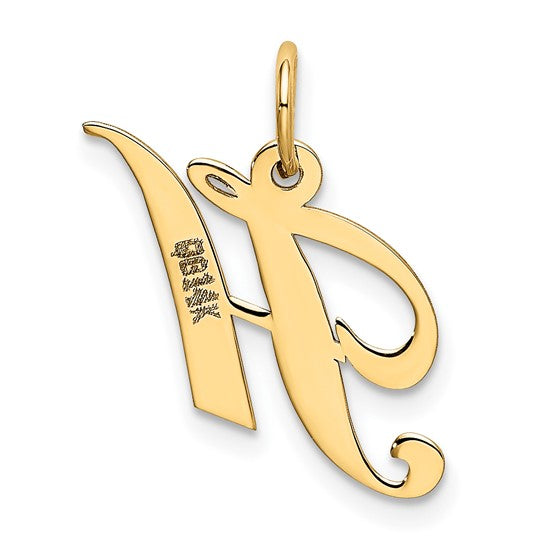 14kt Yellow Gold Small Fancy Script Letter H Initial Charm