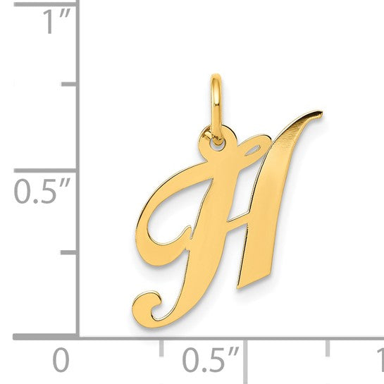 14kt Yellow Gold Small Fancy Script Letter H Initial Charm