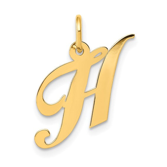 14kt Yellow Gold Small Fancy Script Letter H Initial Charm