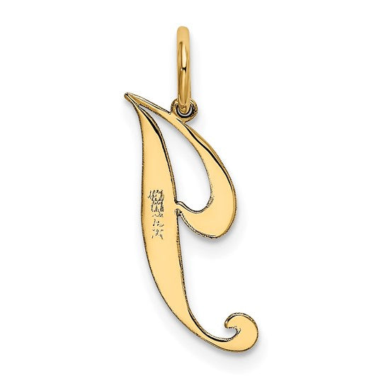14KT Yellow Gold Small Fancy Script Letter J Initial Charm