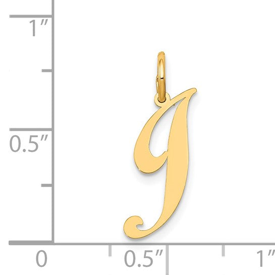 14KT Yellow Gold Small Fancy Script Letter J Initial Charm