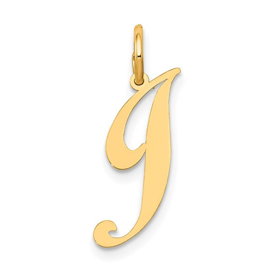14KT Yellow Gold Small Fancy Script Letter J Initial Charm