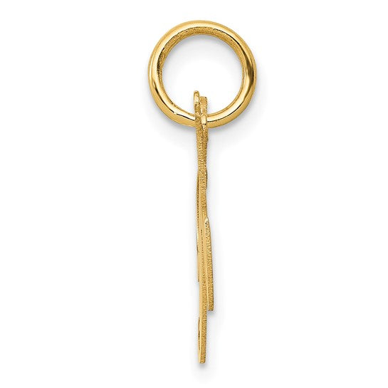 14KT Yellow Gold Small Fancy Script Letter K Initial Charm