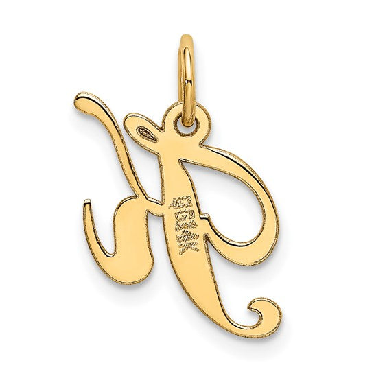 14KT Yellow Gold Small Fancy Script Letter K Initial Charm