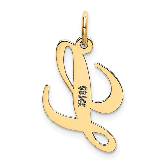 14kt Yellow Gold Small Fancy Script Letter L Initial Charm