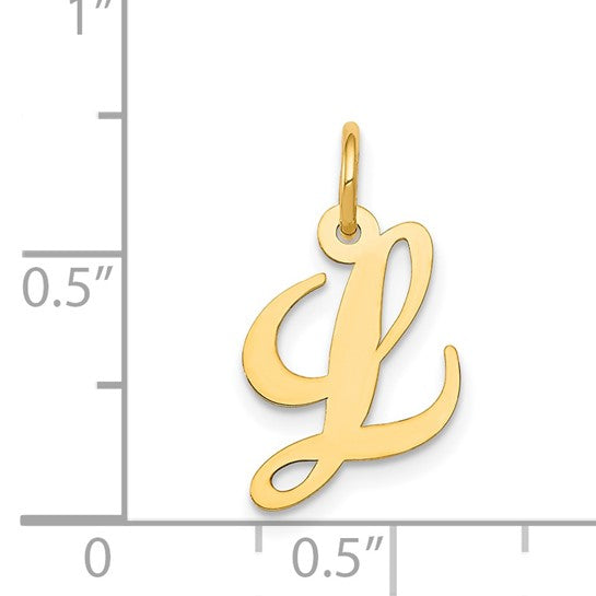 14kt Yellow Gold Small Fancy Script Letter L Initial Charm