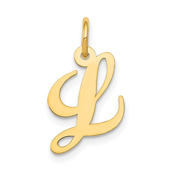 14kt Yellow Gold Small Fancy Script Letter L Initial Charm