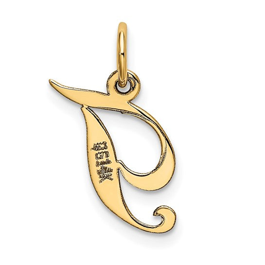 14KT Yellow Gold Small Fancy Script Letter T Initial Charm
