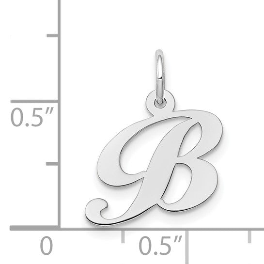 14kt White Gold Small Fancy Script Letter B Initial Charm
